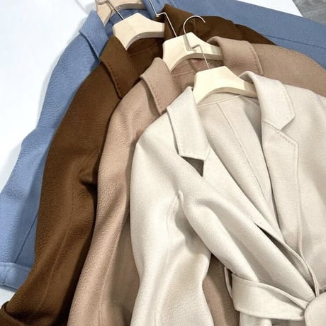 【高品質】カシミヤウール ロングコート 6色展開