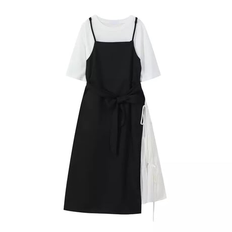 フェイク サイドシフォンワンピースセット