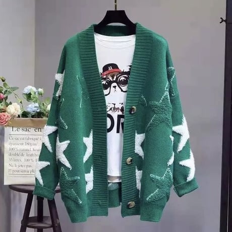 スターステッチ ニットカーディガン 3色展開