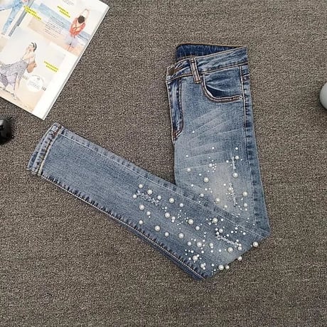 パールストレッチ ウォッシュデニムパンツ
