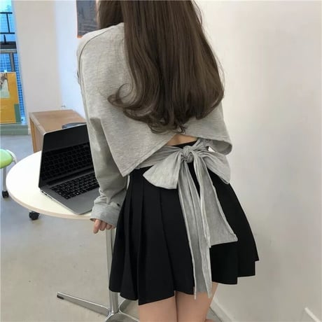 バックリボン ショートスウェット 3色展開
