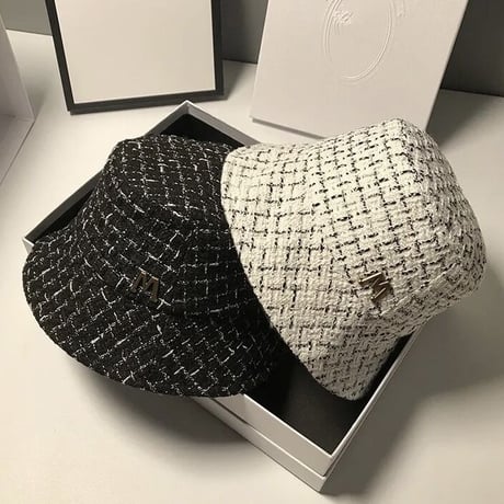 メタルゴールドロゴ ツイードバケットハット 2色展開