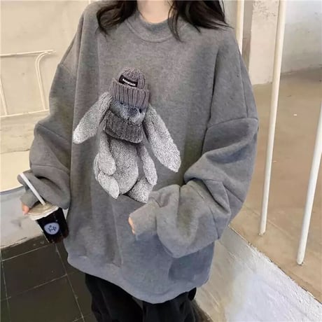 バックロゴ ラビットスウェットトップス 3色展開