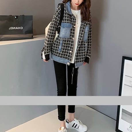 ツイードデニム切り替えジャケット 2色展開