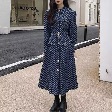 イニシャルデザイン デニムワンピース