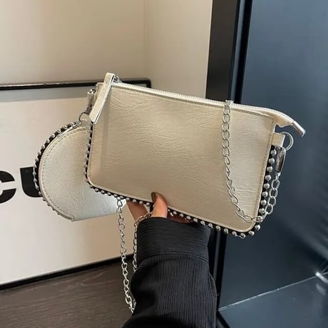 シルバーリベット ダブルバッグ 4色展開