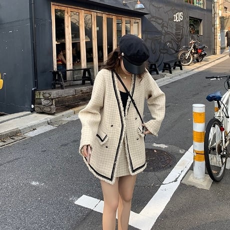 カジュアルツイードジャケット スカートセット