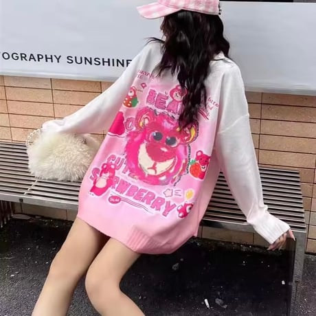 ピンクベアーニット