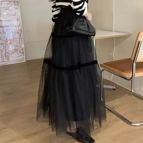 ドットチュールラインスカート 2色展開