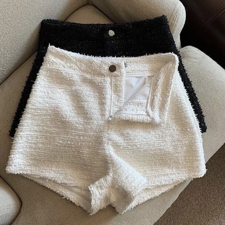 ラメツイード ハイウエストショートパンツ 2色展開