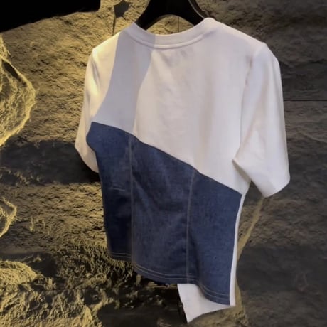 シルバーモチーフ デニムドッキングTシャツ