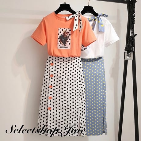 ポルカドットプリント セットアップ 2色展開