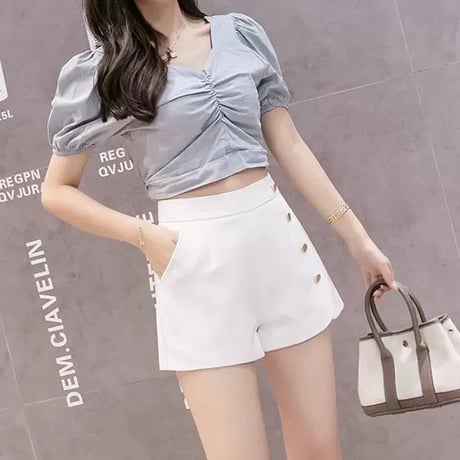 スリットサイドジッパー ハイウエストパンツ 2色展開