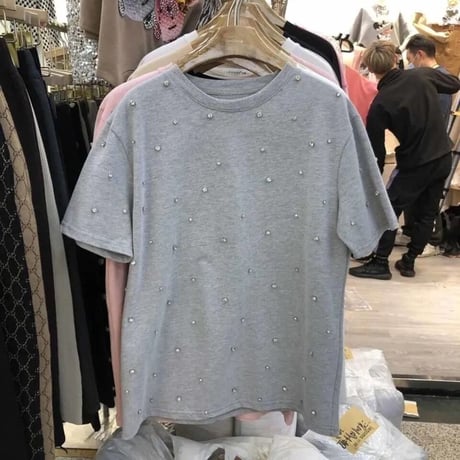 ビジューストーン オーバーTシャツ 5色展開