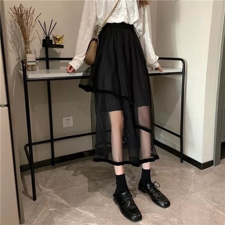 シースルー フリルスカート 2色展開