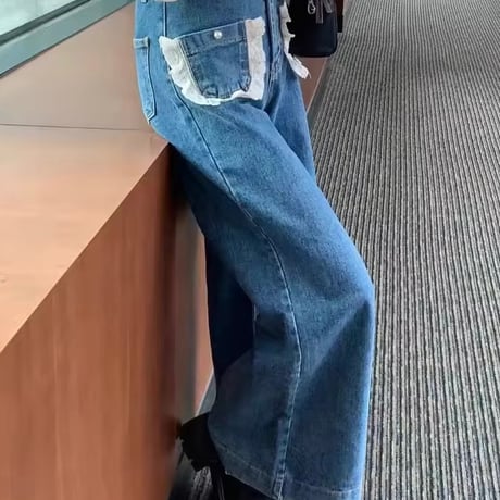 レースポケットデニムパンツ