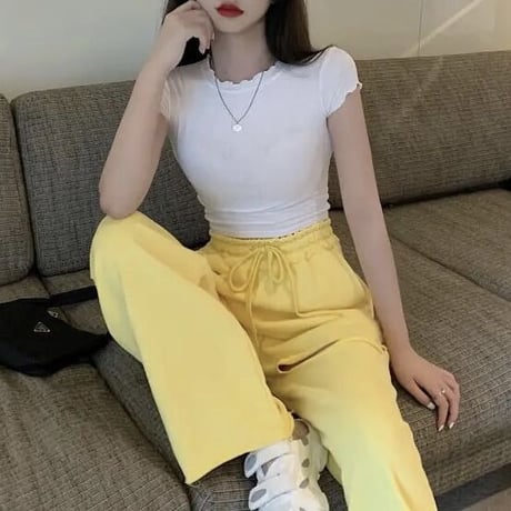カットアウト ハイウエストスウェットパンツ 4色展開