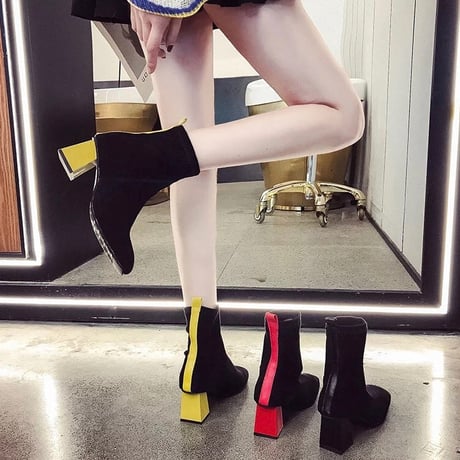 バックカラー スクエアショートブーツ 3色展開