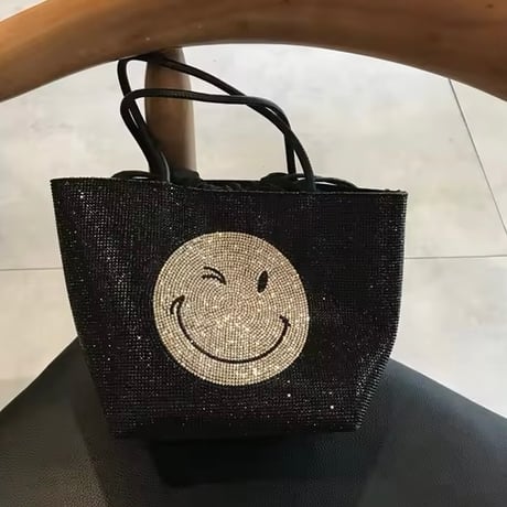 ラインストーンスマイリーバッグ 2色展開