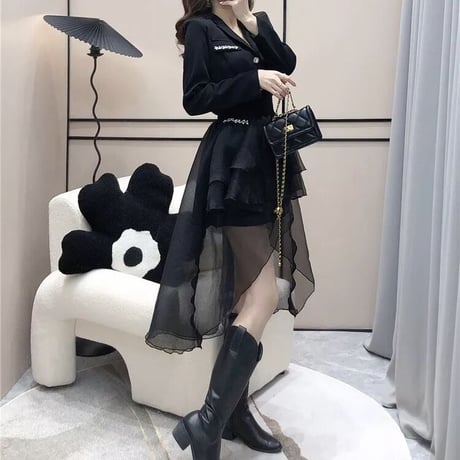 ビジュージャケット メッシュスカートセット