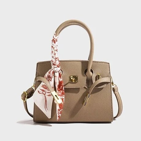 ゴールドバックル スカーフ付きバッグ 6色展開