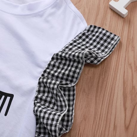 スリーブチェック フェイスTシャツ 2色展開