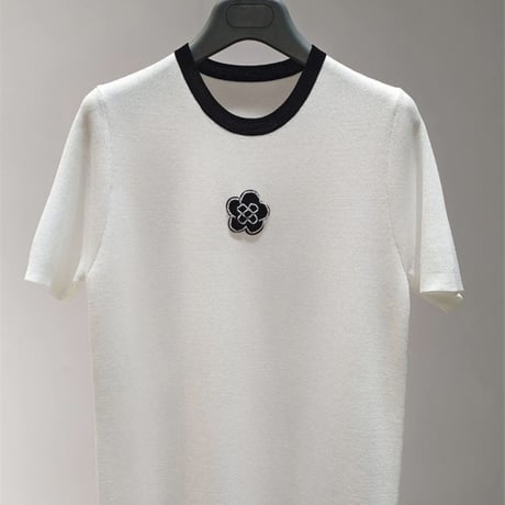 フラワーモチーフ バイカラースリットサマーワンピース 2色展開