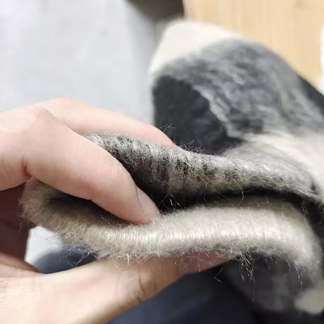 ベルト付き チェックモヘア ウールコート