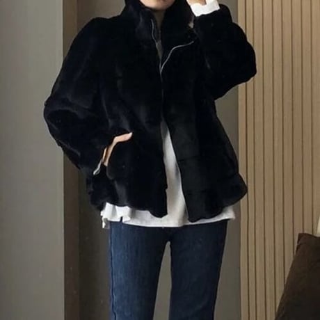 ハイネックジッパー ファージャケット 3色展開