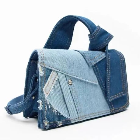 デニムパッチワーク バッグ 2色展開