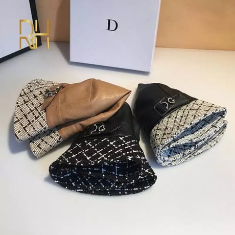 ツイード切り替え ストーンバケットハット 3色展開