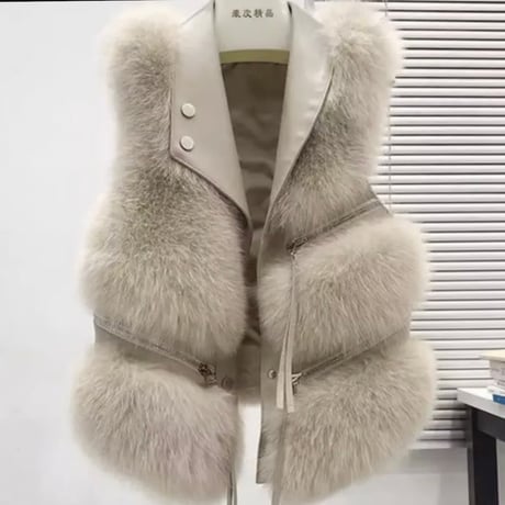 ジッパーレザー ファーベスト 5色展開