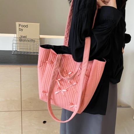ダブルストラップ リボントートバッグ 4色展開