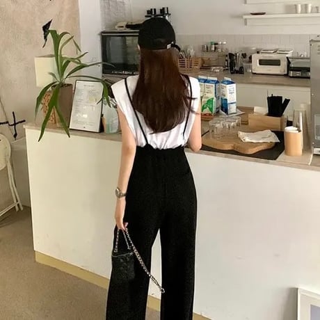 ハイウエスト スウェットロンパース 2色展開