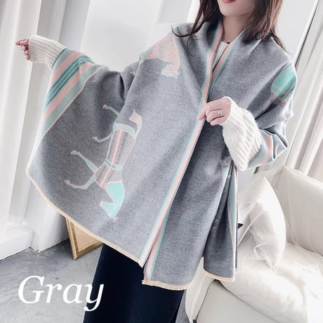 【Orange即納】ホースデザイン カシミヤショール 10色展開