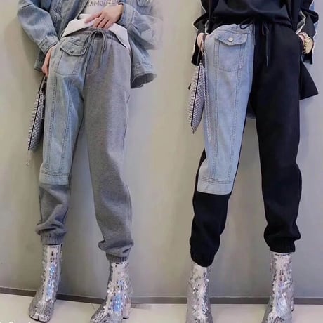 デニムデザイン スウェットパンツ 2色展開