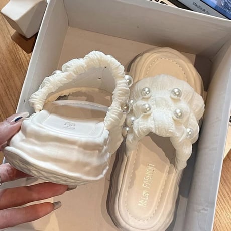 パールワッフル ウェーブソールサンダル 3色展開