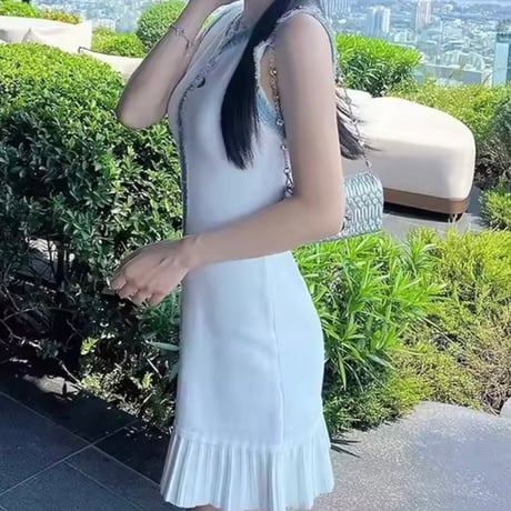 デニムラインプリーツワンピース
