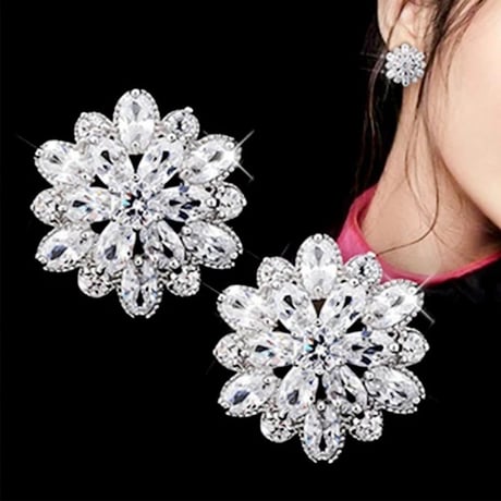 ジルコニアクリスタル フラワーピアス
