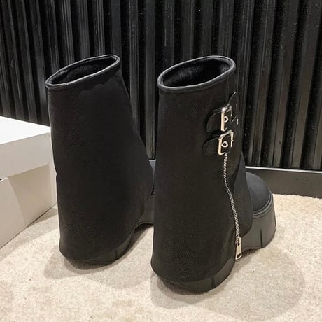 サイドジッパー ミッドカーフブーツ 2色展開