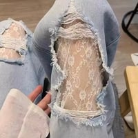 レースクラッシュデニムパンツ
