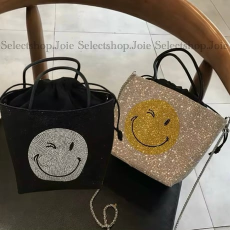 ラインストーンスマイリーバッグ 2色展開