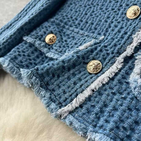 フリンジデニムスカートセットアップ