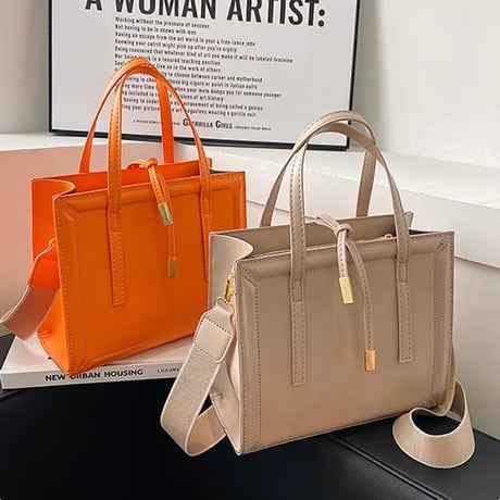 ストラップ レザースクエアバッグ 9色展開