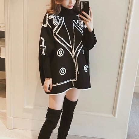 フェイクジャケット ハイネックポンチョ 2色展開