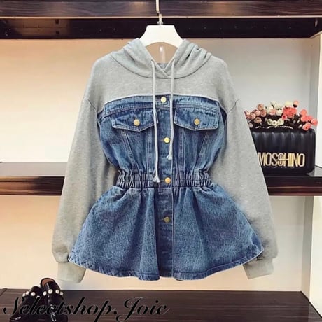 デニムビスチェ風パーカー 2色展開