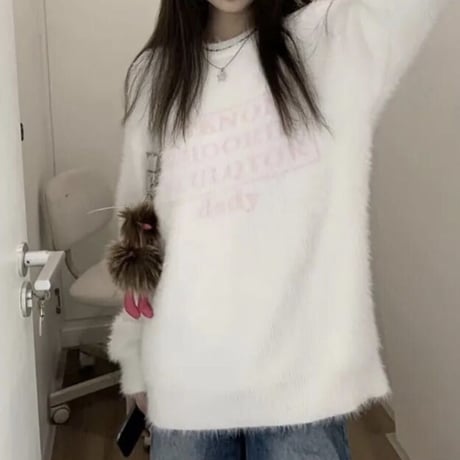 ミンクファー メッセージニット 2色展開