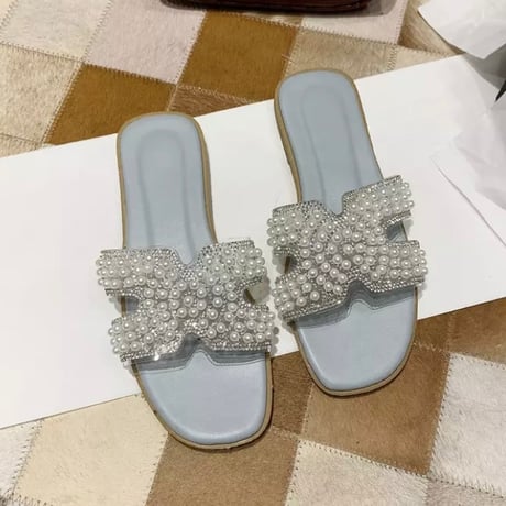 クリスタルビーズクリアサンダル 4色展開