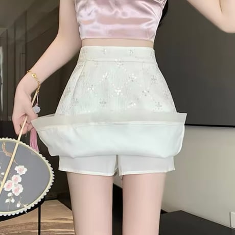 クロススパンコールハイウエストスカート 2色展開