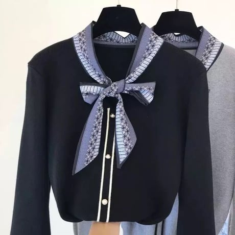 リボンスカーフ ニット 2色展開